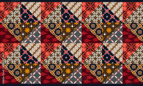 batik tambal, As the name implies, patchwork batik resembles a patchwork cloth. This motif, which consists of various other batik motifs, resembles patchwork made of various patchworks photo