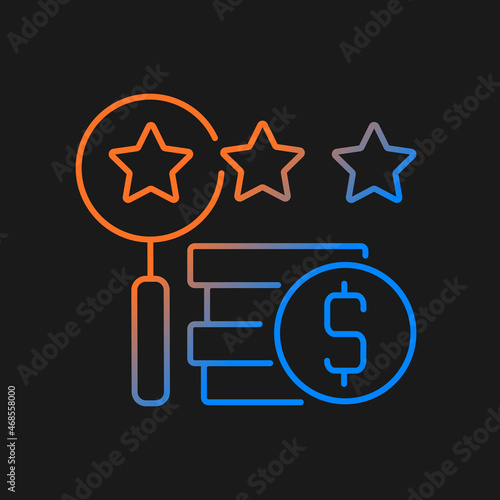 Appraising process gradient vector icon for dark theme. Item expertising. Examine and inspect antiques and property. Thin line color symbol. Modern style pictogram. Vector isolated outline drawing