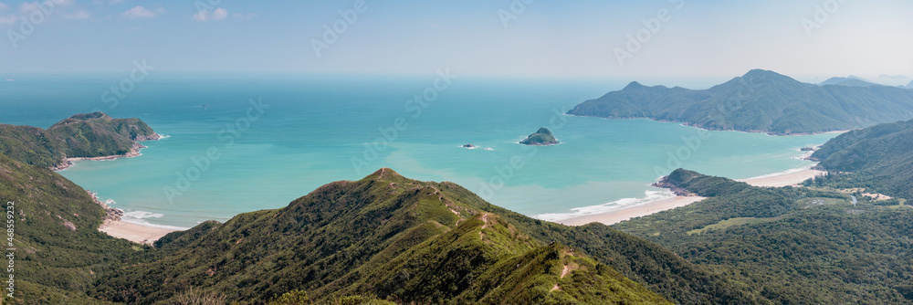 Naklejka premium Amazing panorama view of Tai Long Wan, Sai Kung, Hong Kong. daytime, outdoor