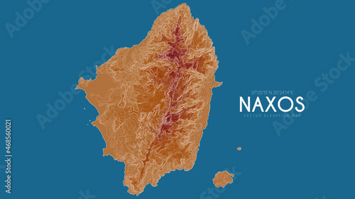 Topographic map of Naxos, Greece. Vector detailed elevation map of island. Geographic elegant landscape outline poster.