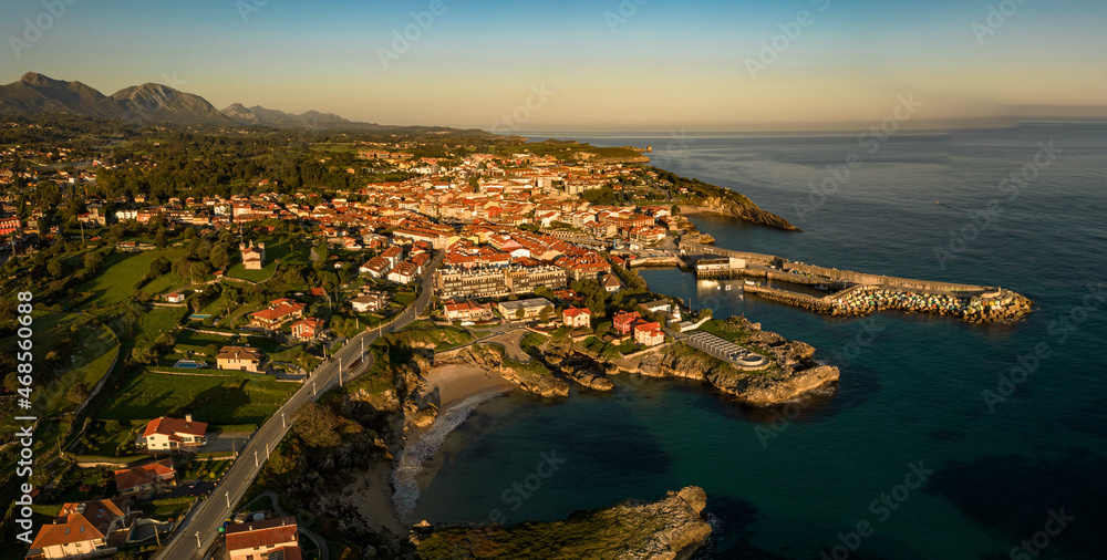 
Aerial view of the memory cubes in the incredible port of Llanes, Asturias, Spain.