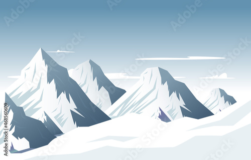 Snow High Peak Mountain Frozen Ice Nature Landscape Adventure Illustration