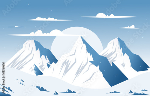 Snow High Peak Mountain Frozen Ice Nature Landscape Adventure Illustration