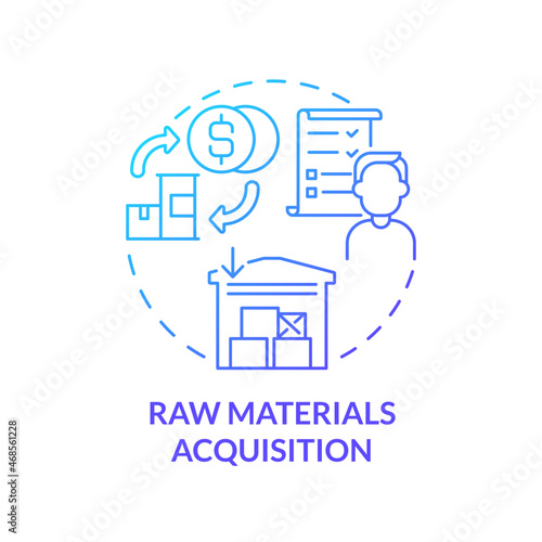Raw materials acquisition blue gradient concept icon. Procurement for business. Purchasing goods. Operations managment abstract idea thin line illustration. Vector isolated outline color drawing