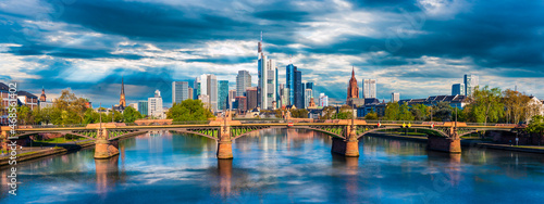 Frankfurt city with clouds and skyline photo