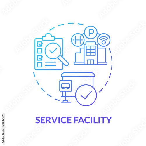 Service facility blue gradient concept icon. Monitoring production process of goods. Operations managment abstract idea thin line illustration. Vector isolated outline color drawing