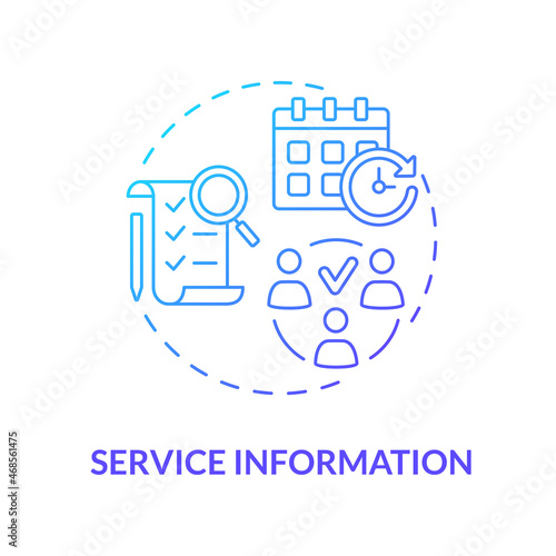 Service information blue gradient concept icon. Monitoring production of goods. Manufacture control. Operations management abstract idea thin line illustration. Vector isolated outline color drawing