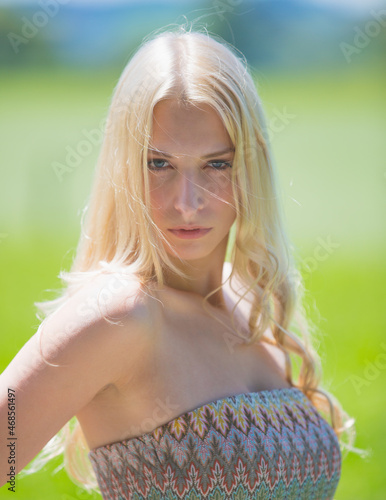 Beautiful blond woman outdoor