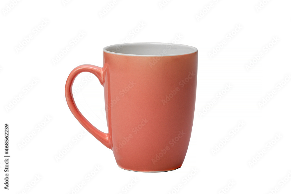 Forfor pink cup on white isolated background. Kitchen utensils.