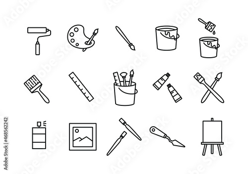 the editable stroke line icons collection related to painting stuff. symbols for creative ui ux element or application design.