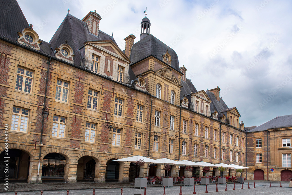 Typical architecture of the city of Charleville Mézière in France in the city centre on the Place Ducale