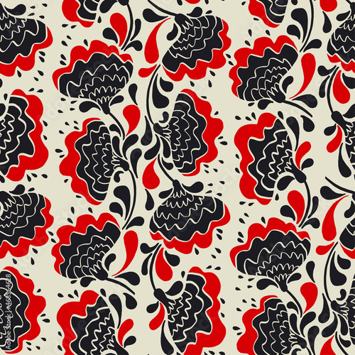 Folk black and red abstract...