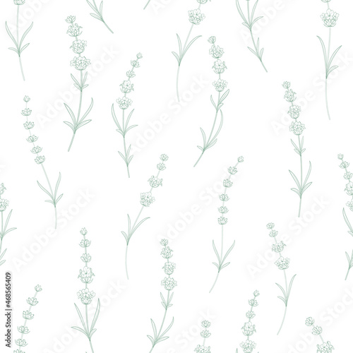 Seamless pattern from flowers of lavender on a white background.