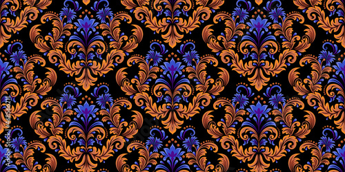 Wallpaper Mural Damask seamless pattern element. Vector floral damask ornament vintage illustration. Torontodigital.ca