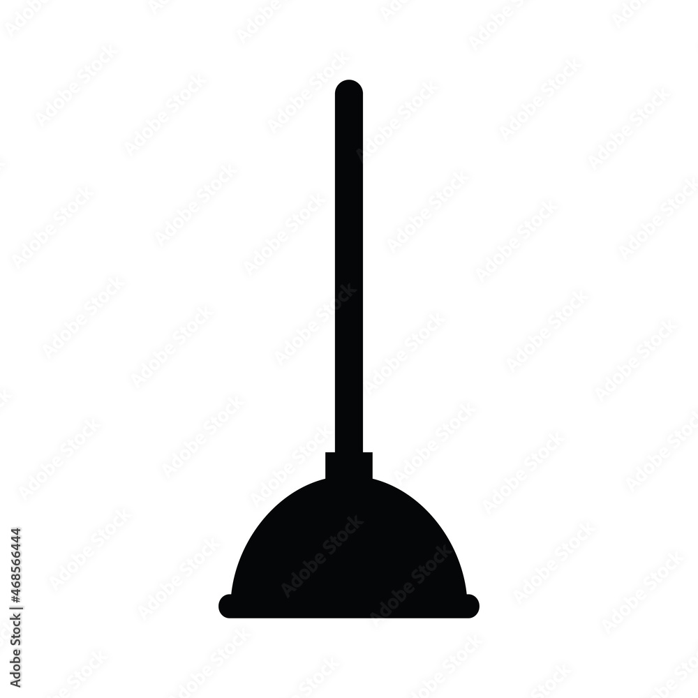 Plunger icon. Black silhouette. A tool for removing blockages in plumbing equipment. Illustration in a simple flat style for design and web. Plunger icon. Black silhouette. A tool for removing blockages in plumbing equipment. Illustration in a simple flat style for design and web.