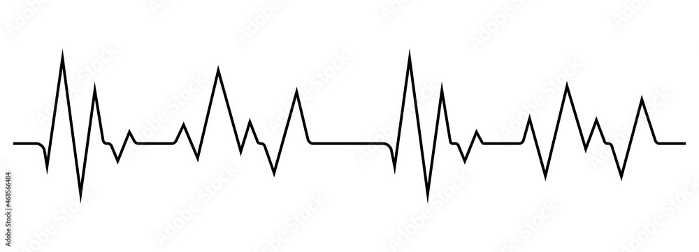 Cardiogram on a white background. Heartbeat pulse. Cardio symbol. Vector illustration.