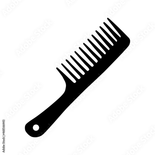 Comb icon. Black silhouette of a comb. A tool for untangling and combing tangled wet and dry hair. Vector illustration isolated on a white background for design and web.