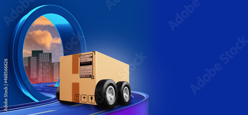 Delivery box on blue backgr...