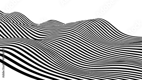 Optical illusion pattern. Geometric background with black and white stripes. Vector illustration