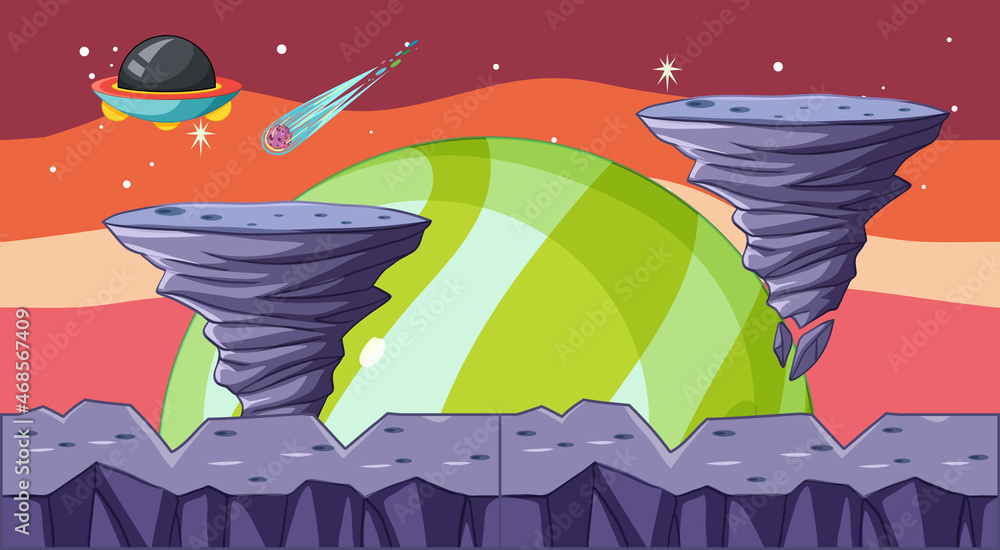 Fantasy outer space scene in cartoon style Stock Vector | Adobe Stock
