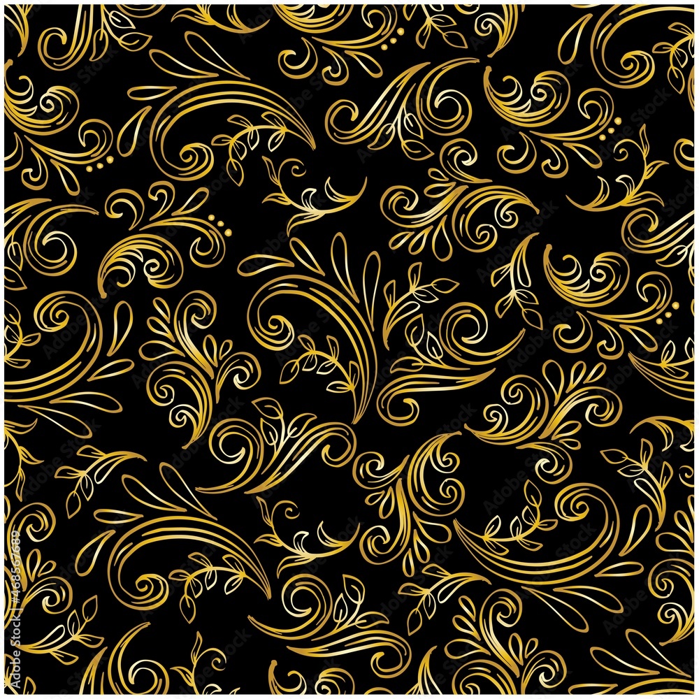 Seamless pattern abstract classic background with golden leaves. Seamless pattern abstract classic background with golden leaves.