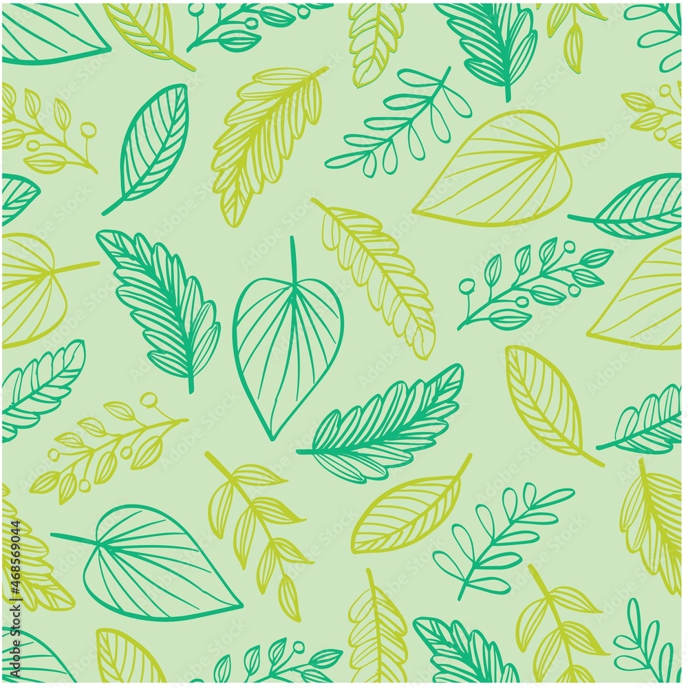 Hand Drawn Leaf Pattern Seamless. For web, print, home decoration, textile, wrapping paper, wall art, and many more.