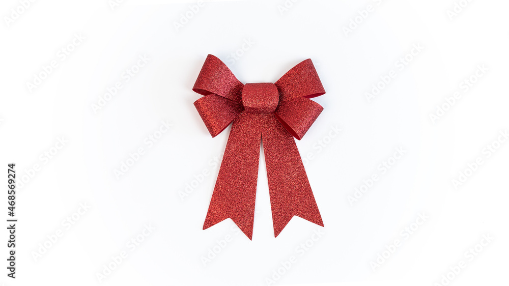 Beautiful red bow gift christmas decoration isolated on white background. Xmas Beautiful red bow gift christmas decoration isolated on white background. Xmas