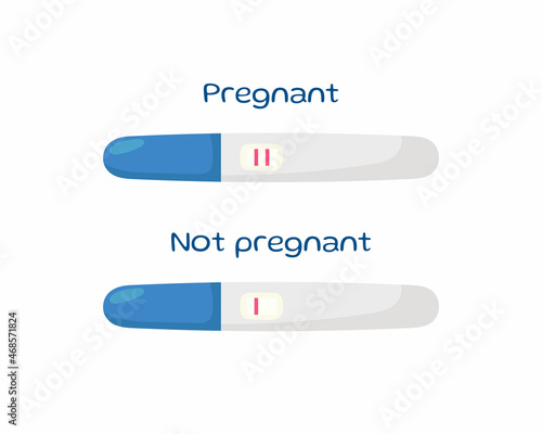 Positive and negative pregnancy tests isolated on white background. Vector illustration