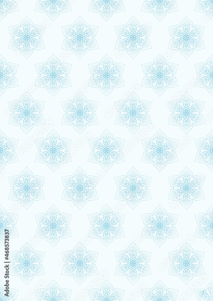 delicate snowflakes on a pale blue background. vertical cover. a4. seamless pattern. print, template. delicate snowflakes on a pale blue background. vertical cover. a4. seamless pattern. print, template.
