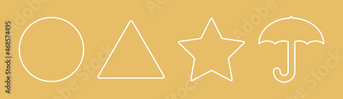 Abstract signs. Glowing geometric shapes circle, triangle, square. Squid game