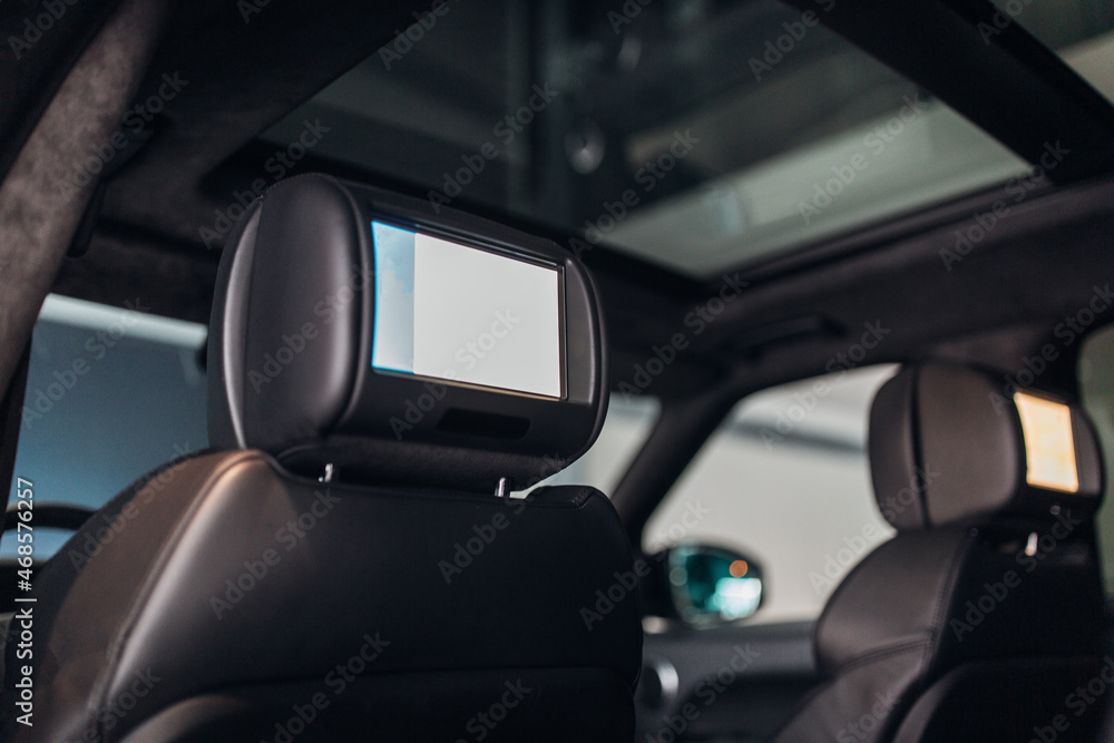 Multimedia screen for rear row passenger seats, display, entertainment, multimedia