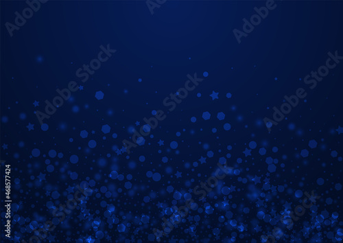 Glow Snow Vector Blue Background. Silver Glitter
