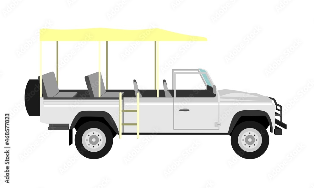 White safari jeep car vector illustration
