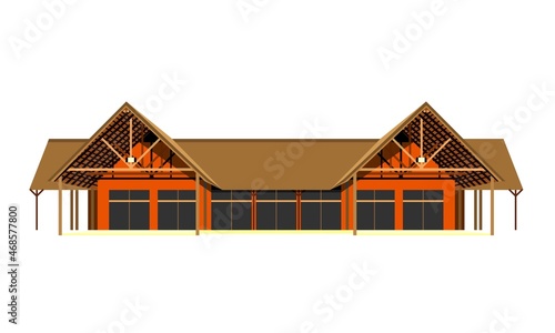 Wooden house vector flat illustration