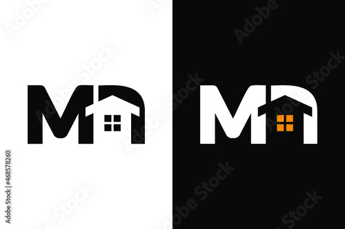 Letter M and n with negative space home concept. Very suitable for symbol, logo, company name, brand name, personal name, icon and many more.