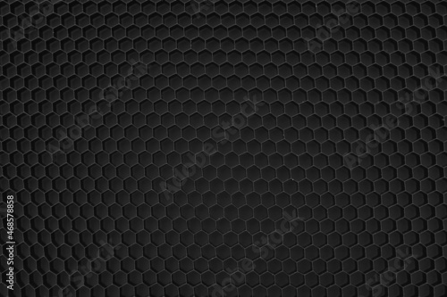 Hexagon Grid Seamless Background. Honeycomb texture, black and white photo suitable for web design. Dark metallic mesh texture background - Honeycomb concept.