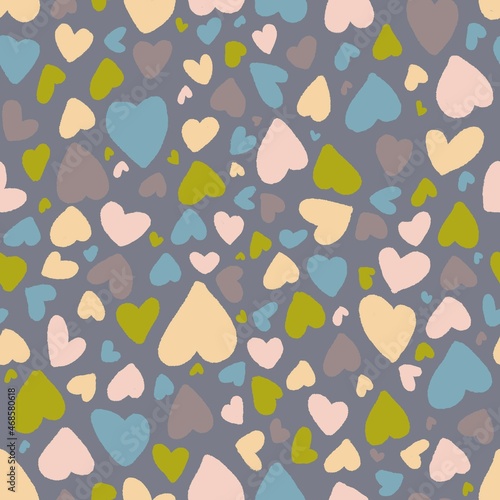 Pattern pink,blue,green hearts