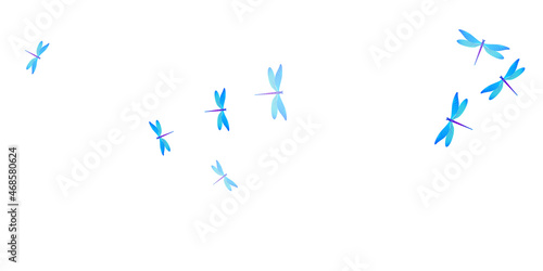 Magic cyan blue dragonfly flat vector background. Summer beautiful damselflies. Detailed dragonfly flat kids wallpaper. Gentle wings insects graphic design. Nature creatures