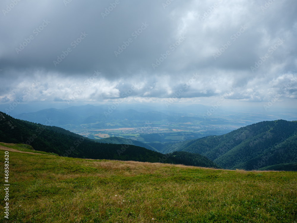 misty mountain tops in Slovenia national park