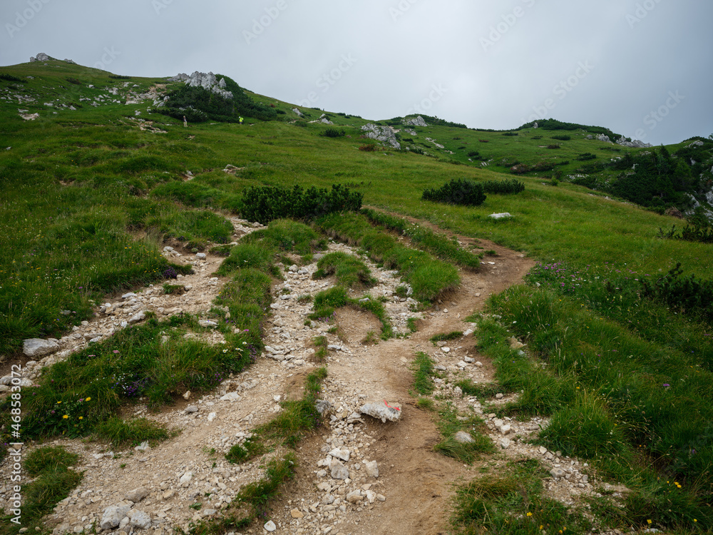 gravel hiking trails in Tatra mountains in Slovakia