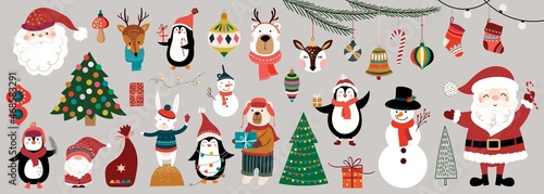 Christmas big collection with traditional elements, winter seasonal design