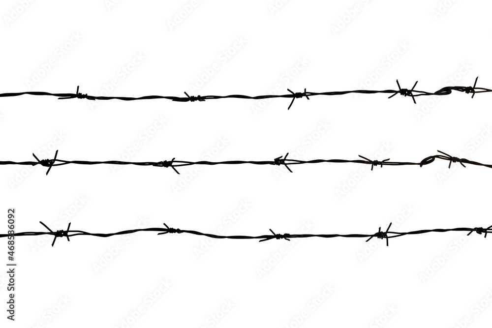 Variety of barbed wire fence isolated over white background Variety of barbed wire fence isolated over white background