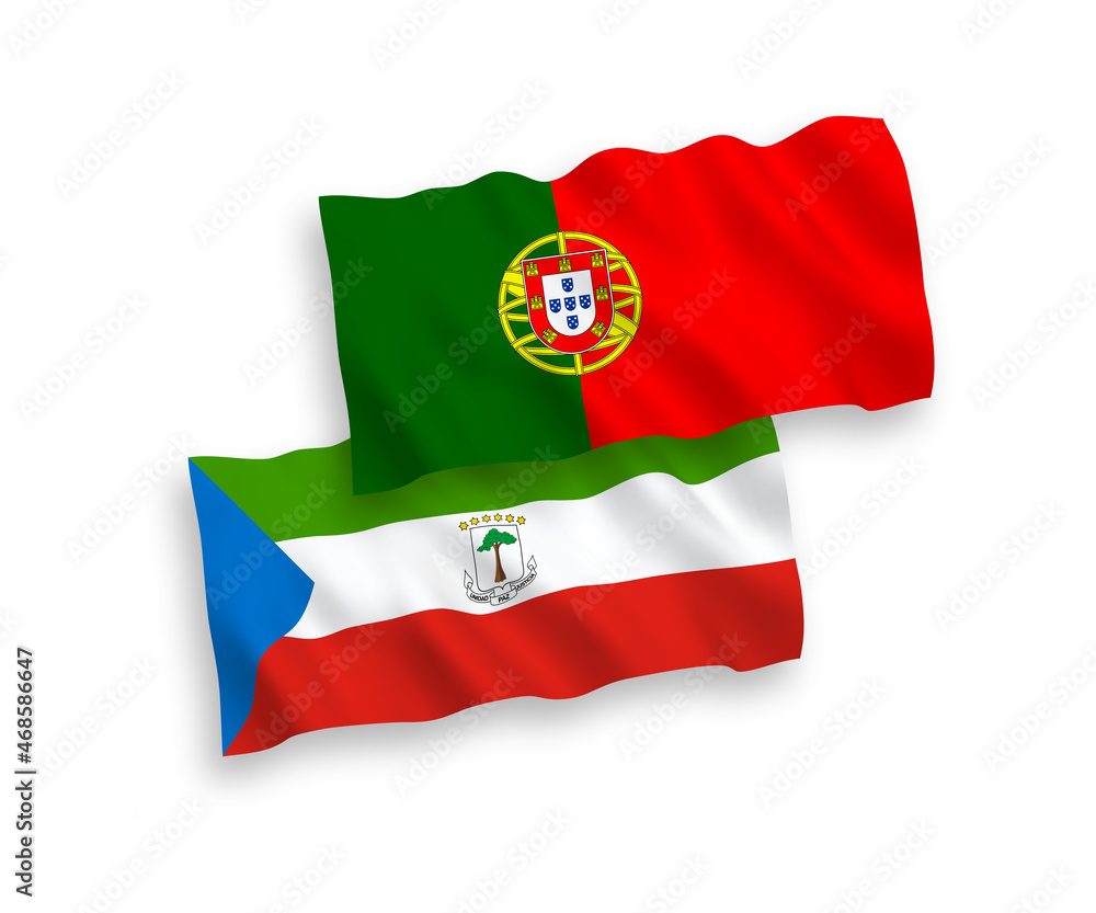 Flags of Portugal and Republic of Equatorial Guinea on a white background