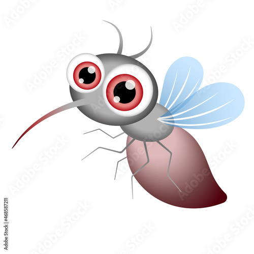 Illustration of the mosquito insect isolated. Character in cartoon style