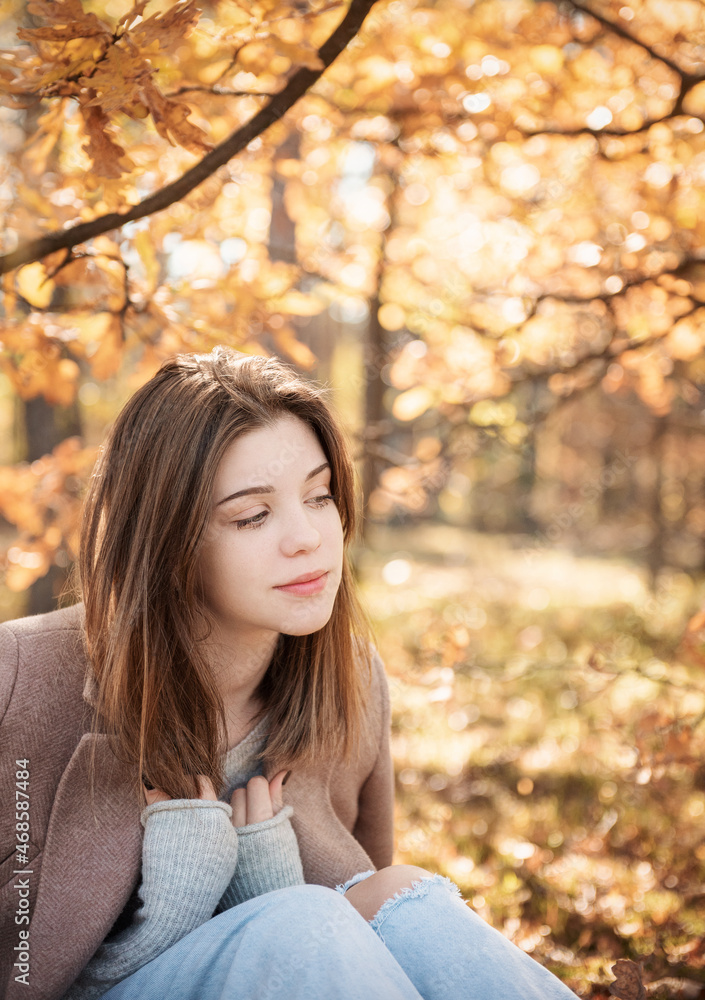 Young teenager girl in the autumn forest Young teenager girl in the autumn forest