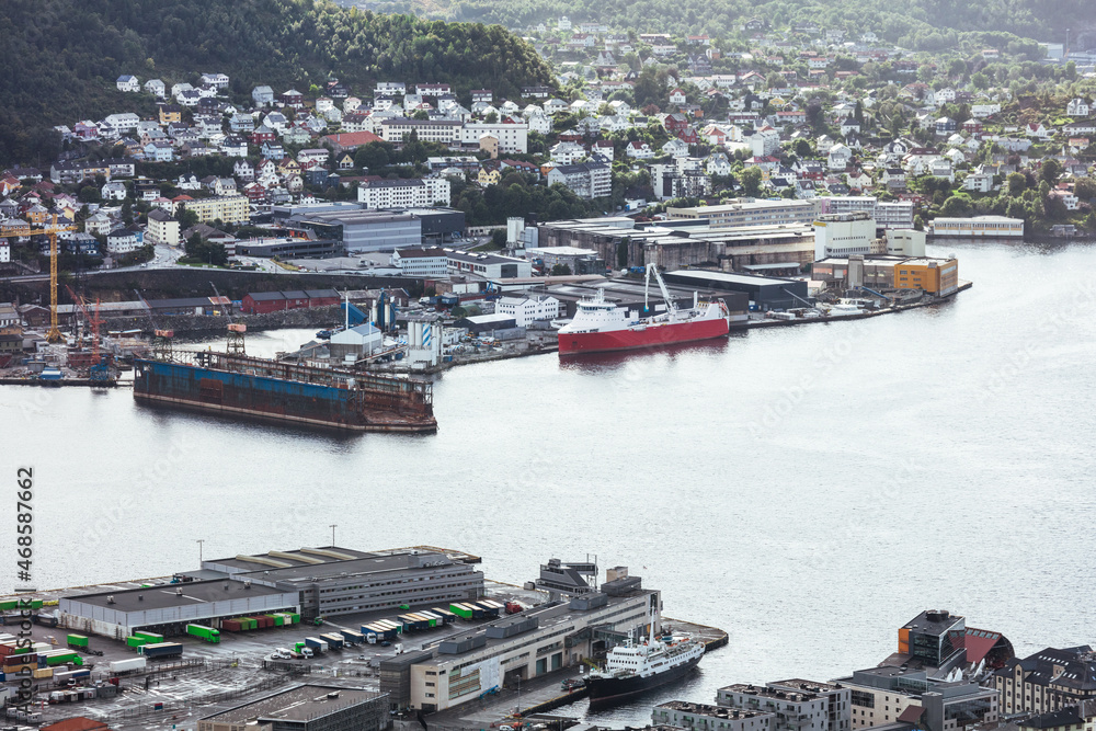 view of port of Bergen, norway