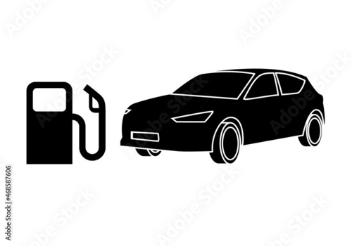 Coche o automóvil de gasolina o diésel con un dispensador de gasolina o diésel