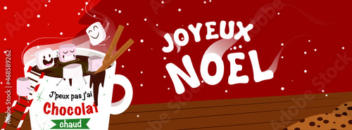 Bannière Facebook - Joyeux Noël - Marshmallow et chocolat chaud 