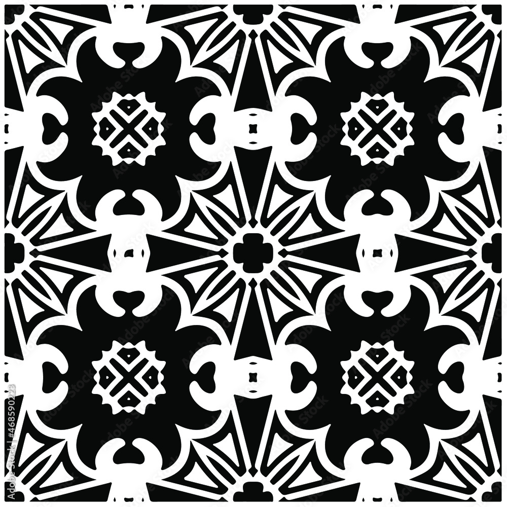 Fototapeta premium Vector geometric seamless pattern.Modern geometric background with abstract shapes.Monochromatic Repeating Patterns.Endless abstract texture.black and white image for design.