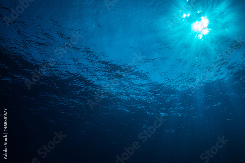 Sun with rays look from underwater © Юрий Свирский